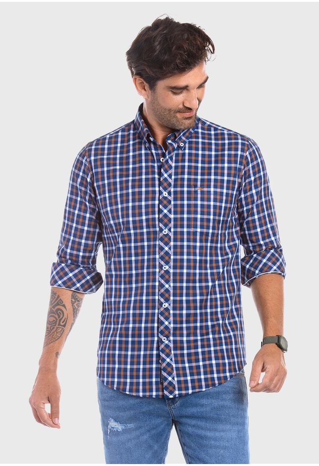 Camisa Checkered Madison F Coffe