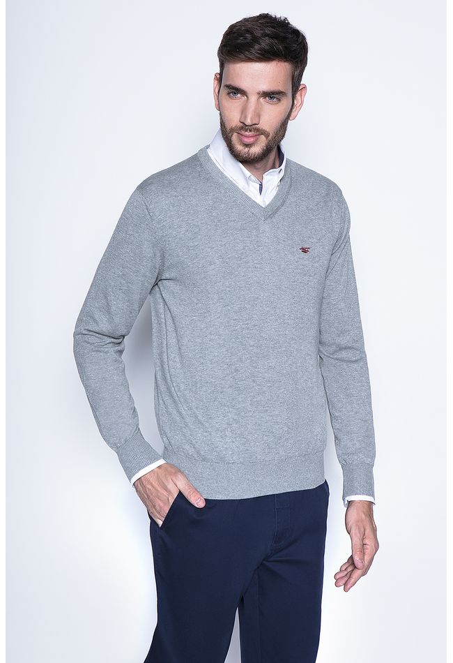 Melange Sweater Smart Casual L/S Lt Grey