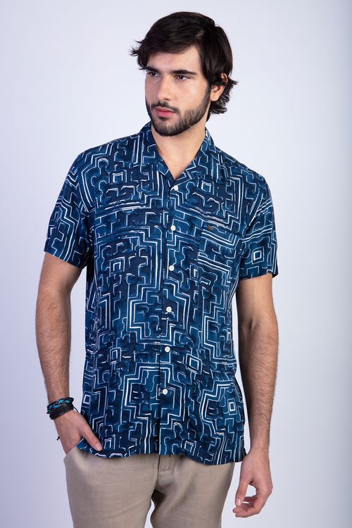 Camisa Estampada Silver Fj Navy