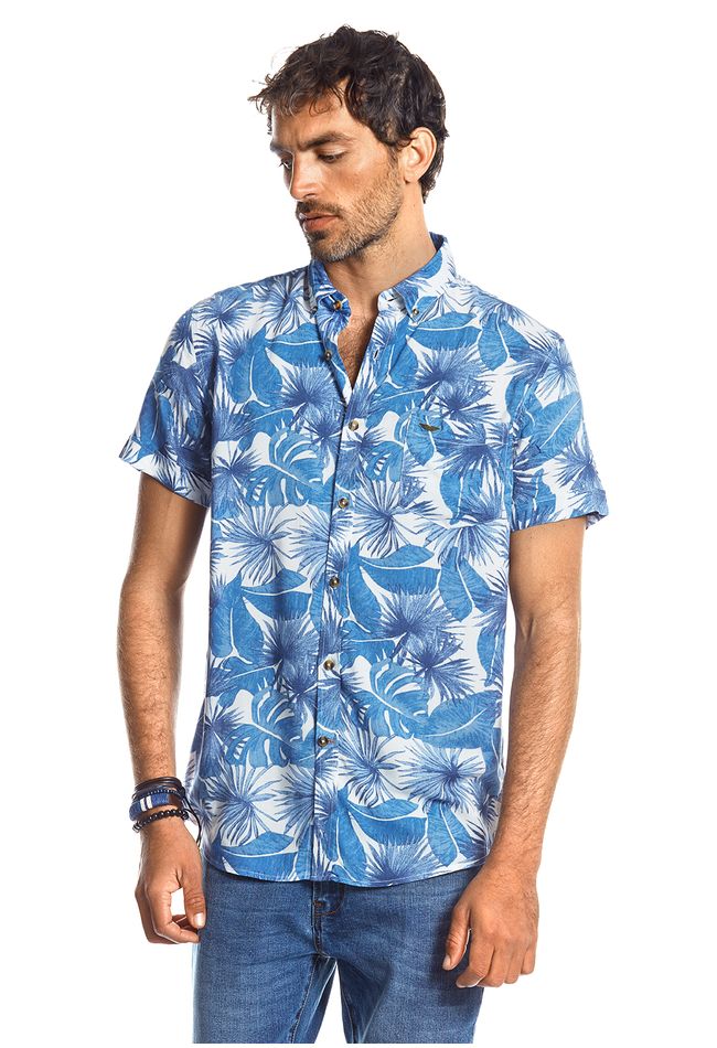 Camisa Manga Corta Estampada Michigan Fj Navy