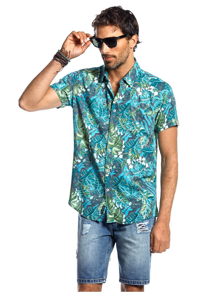 CAMISA MANGA CORTA ESTAMPADA PORTLAND GREEN