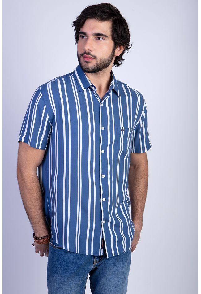 Camisa Estampada Rayas Fj Blue