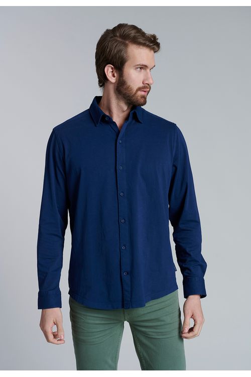 Camisa Jersey Garment Dyed F Navy