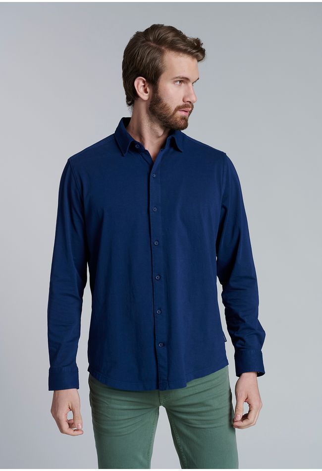 Camisa Jersey Garment Dyed F Navy