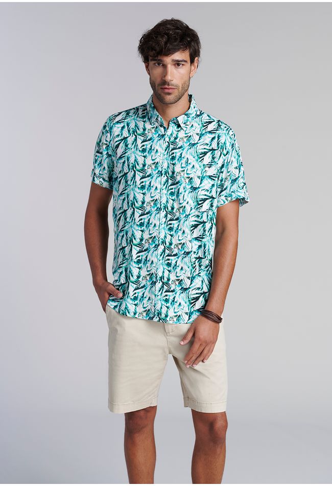 Camisa Estampada Hojas  Fj River
