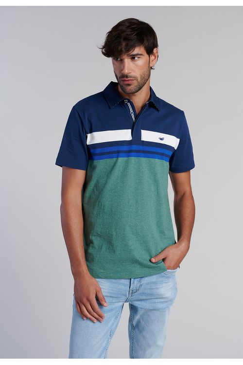 Polera Polo Rayas Chicago Lt Gree Melange