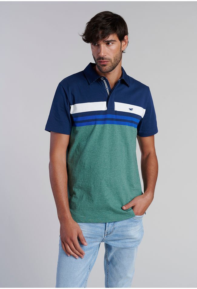 Polera Polo Rayas Chicago Lt Gree Melange