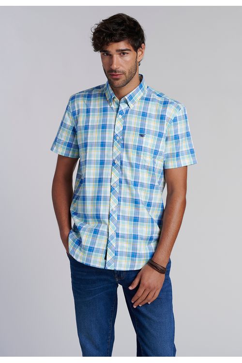 Camisa Checkered Kansas  F Turquoise
