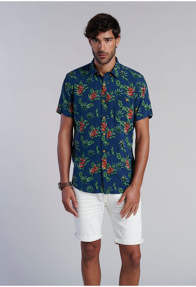 Camisa Estampada Dublin Fj Navy