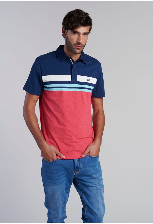 Polera Polo Rayas Chicago Coral Melang