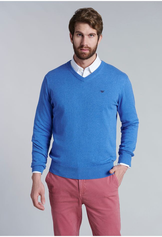 Sweater V Neck Melange F Sky