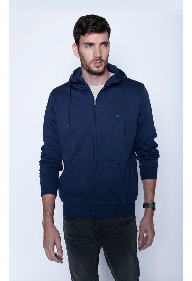 Polerón Básico Full Zipper Blue