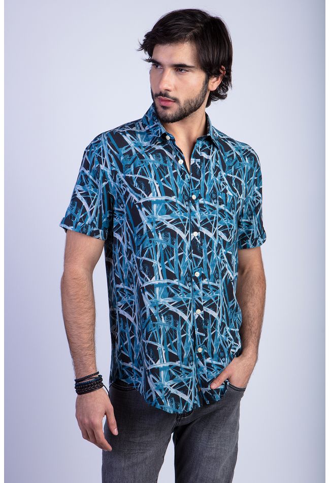 Camisa Estampada Bamboo Fj Blue