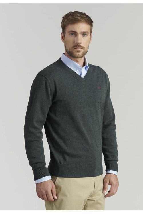 Sweater V Neck Melange F Smart Casual Graphite