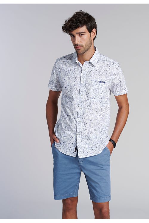 Camisa Estampada Hawai Fj Blue