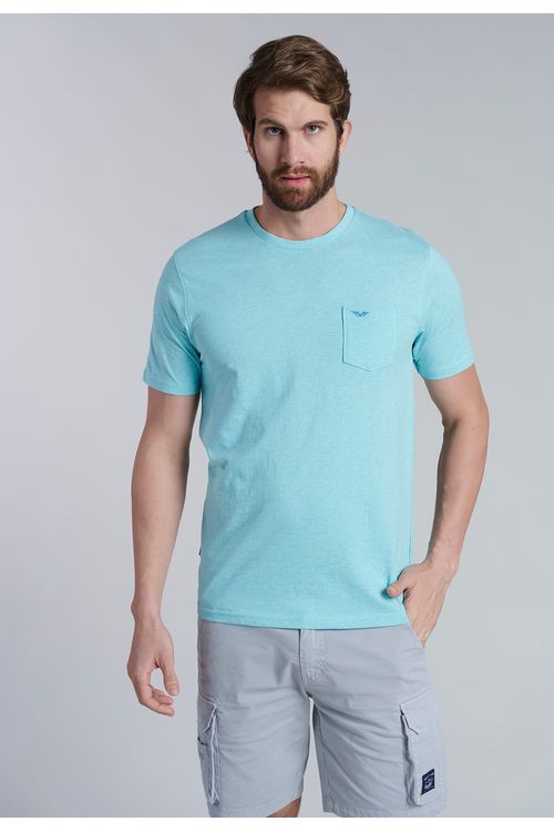 Polera Bolsillo Houston Lt Turquoise Melange