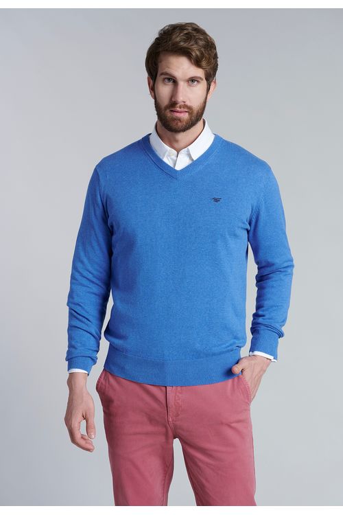 Sweater V Neck Melange F Sky