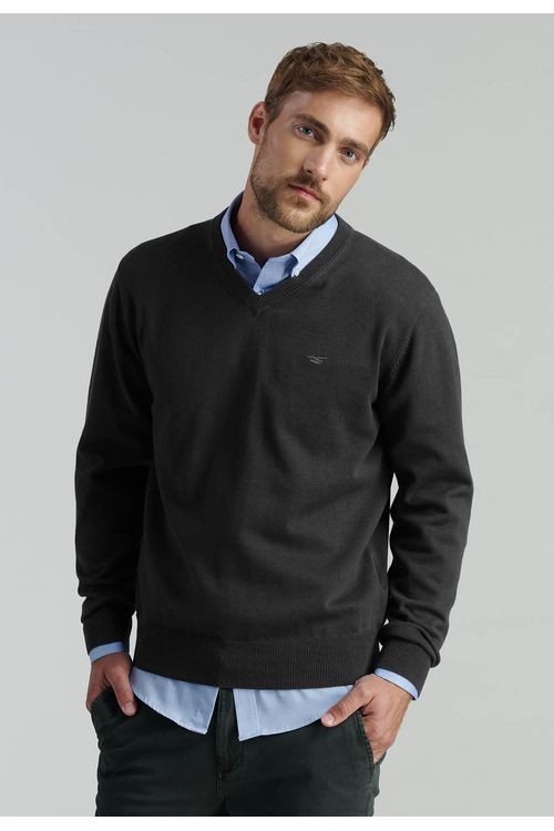 Sweater V Neck Solido F Smart Casual Black