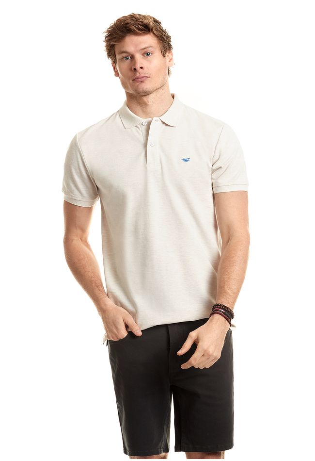 Polera Polo Básica Ecru Melange