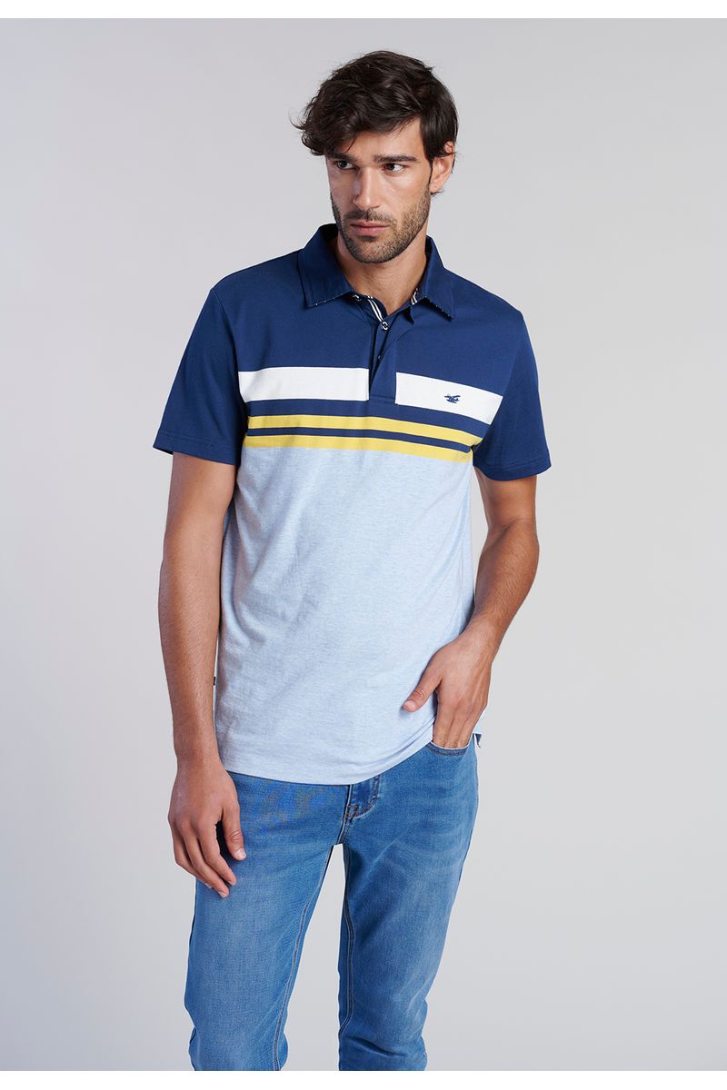 Polera Polo Rayas Chicago Sky Melange