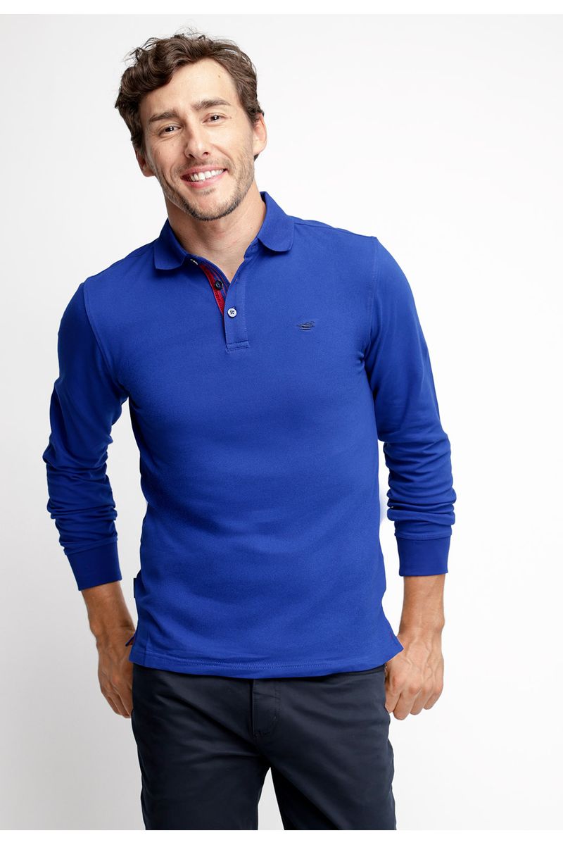 Polera Polo Básica Manga Larga Blue