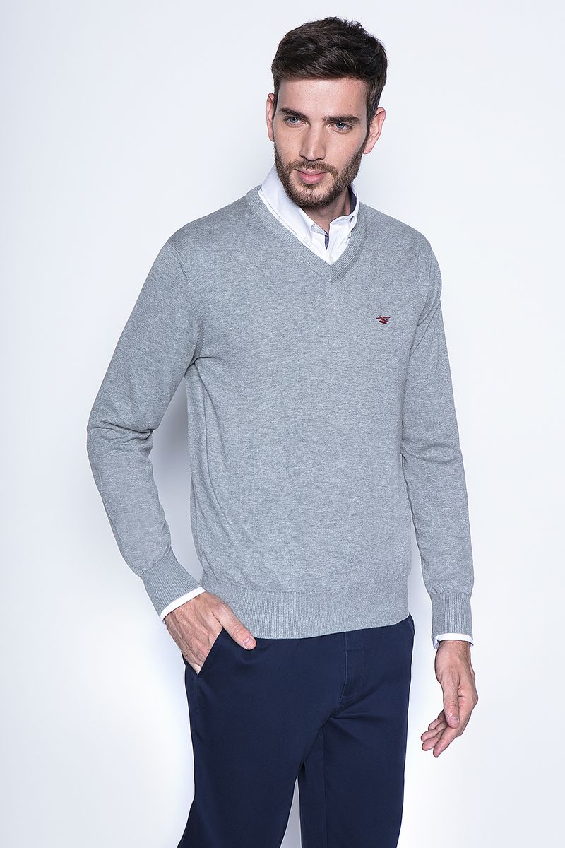 Melange Sweater Smart Casual L/S Lt Grey