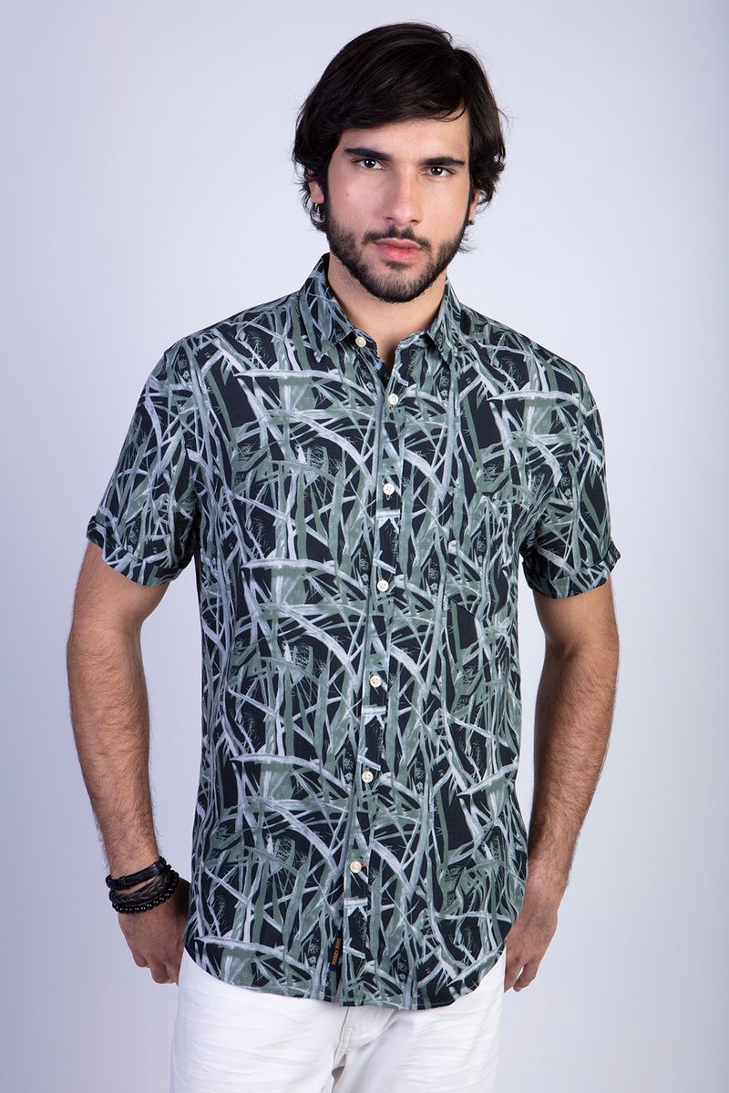Camisa Estampada Bamboo Fj Green