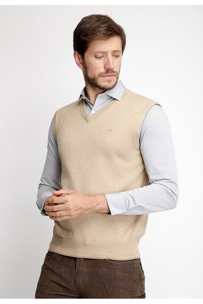 Sweater Sin Mangas Smart Casual Beige Melange