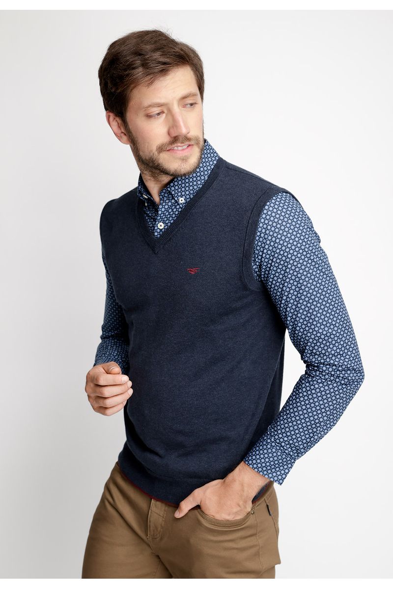 Sweater Sin Mangas Smart Casual Navy Melange