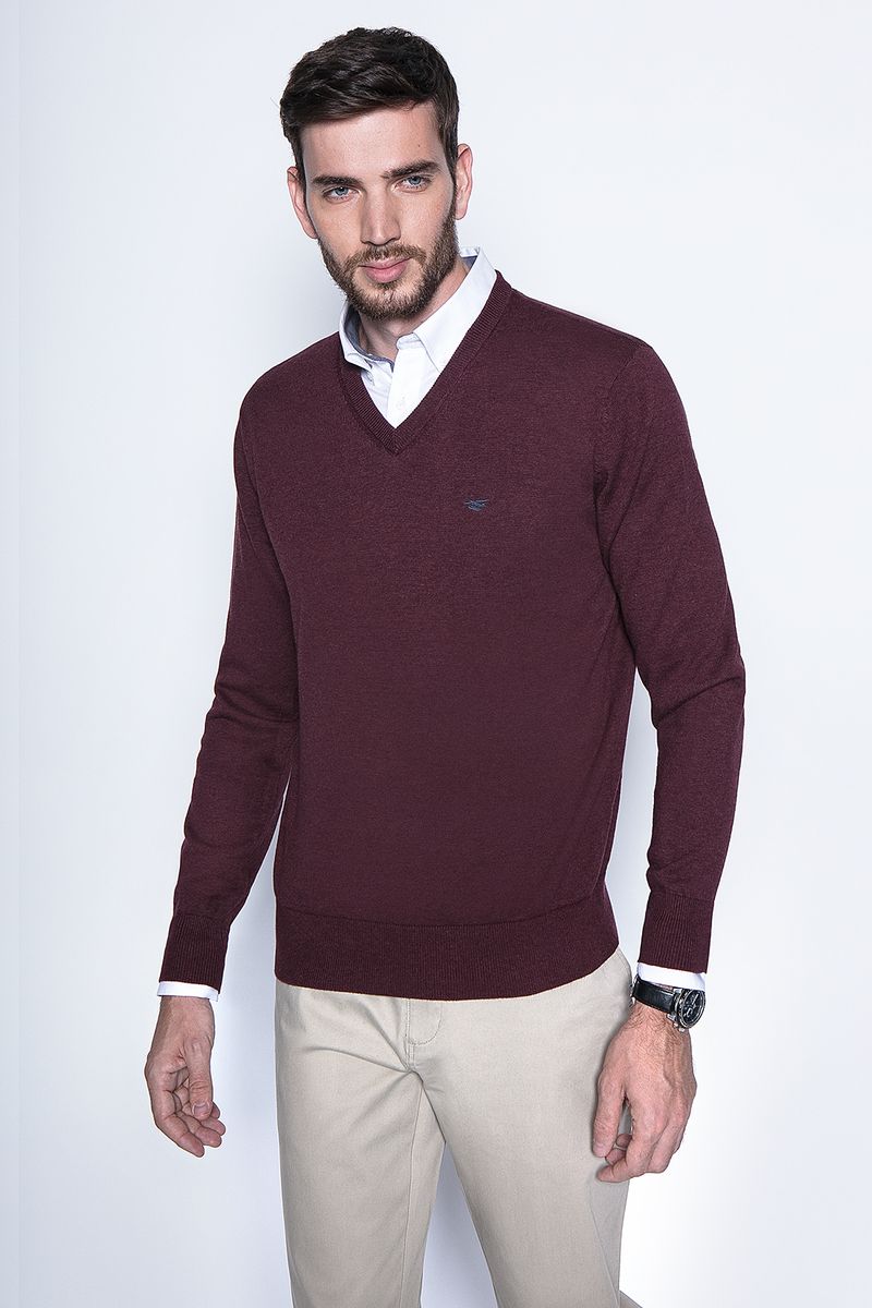 Melange Sweater Smart Casual L/S Burgundy
