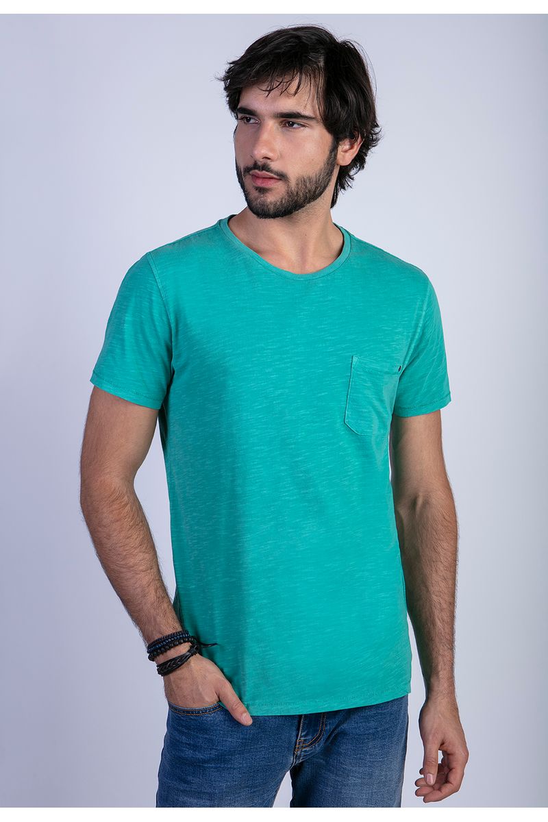 Polera Básica Bolsillo Slub Boston River