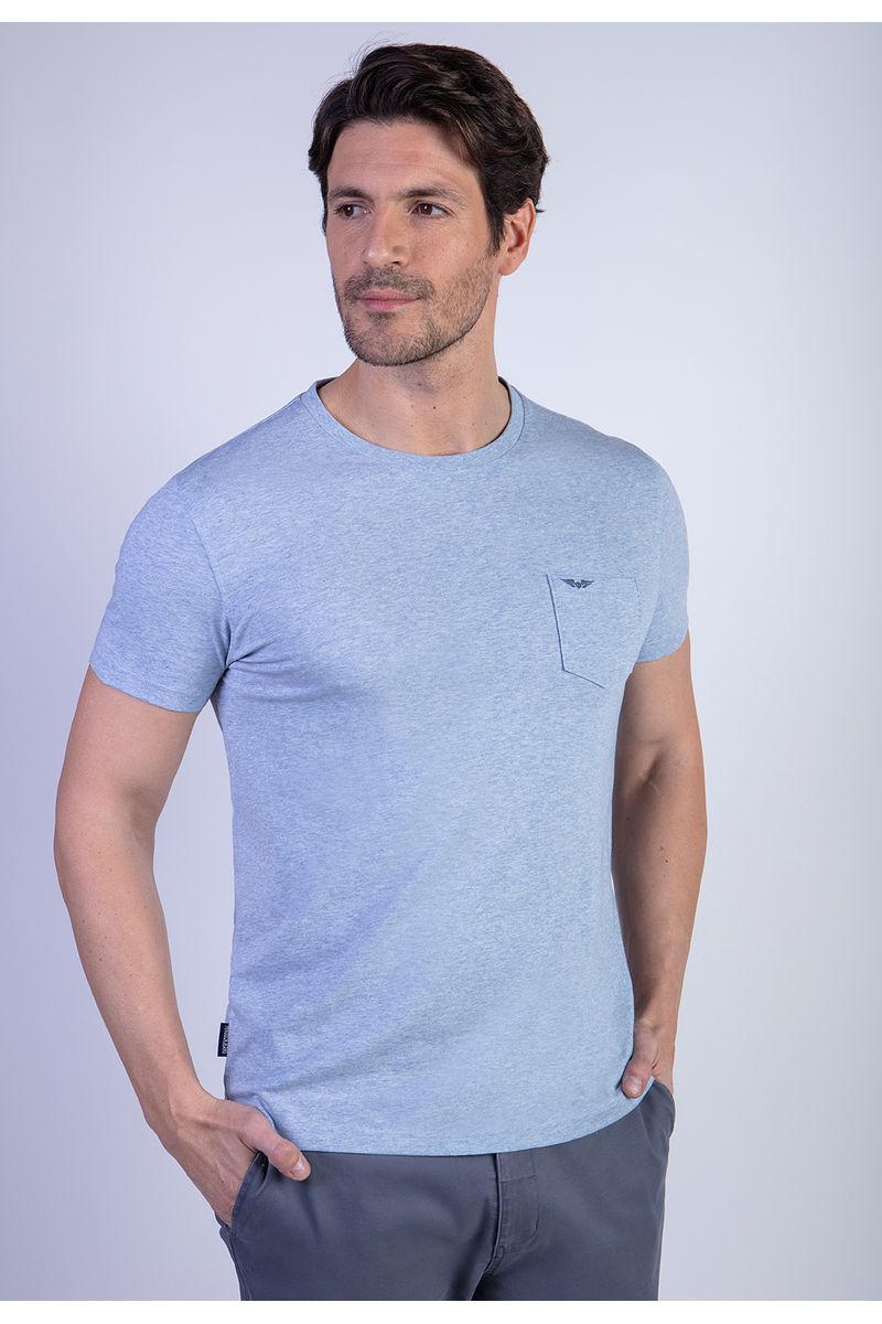 Polera Básica Bolsillo Houston Sky Melange