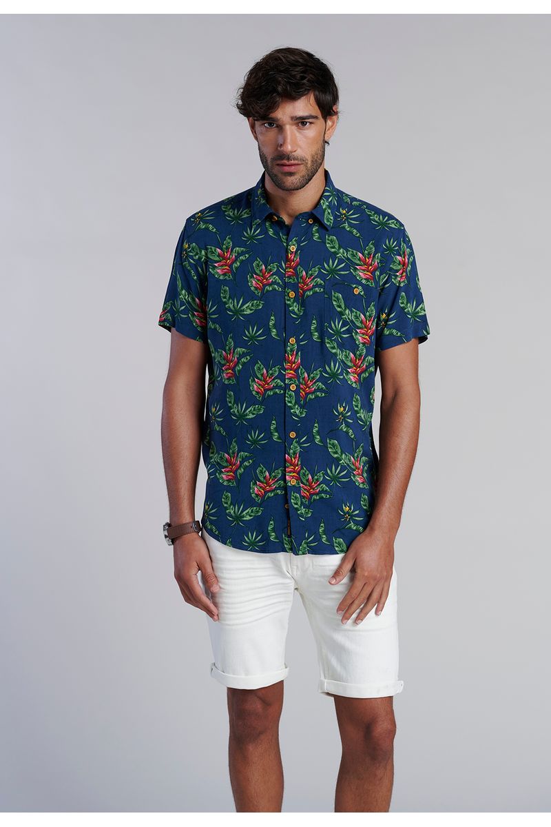 Camisa Estampada Dublin Fj Navy