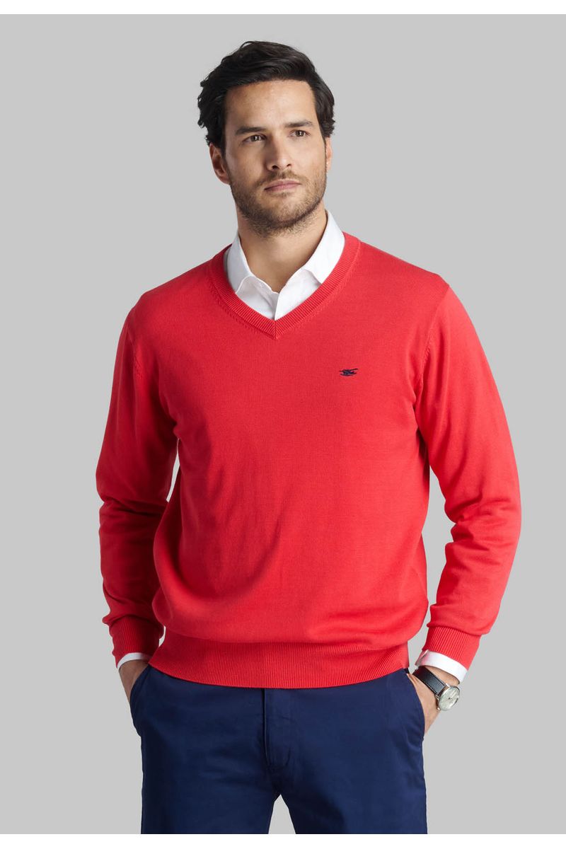 Sweater V Neck Solido Dk Coral