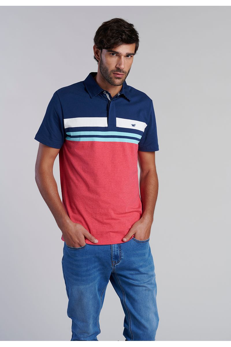 Polera Polo Rayas Chicago Coral Melang