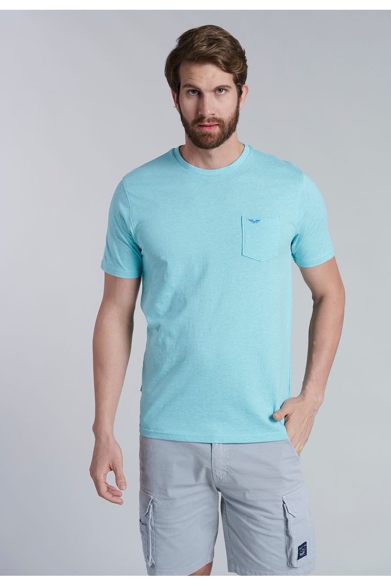 Polera Bolsillo Houston Lt Turquoise Melange
