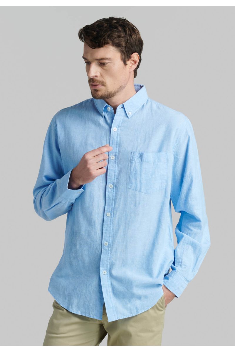 Camisa Sport Lino Lowell Sky