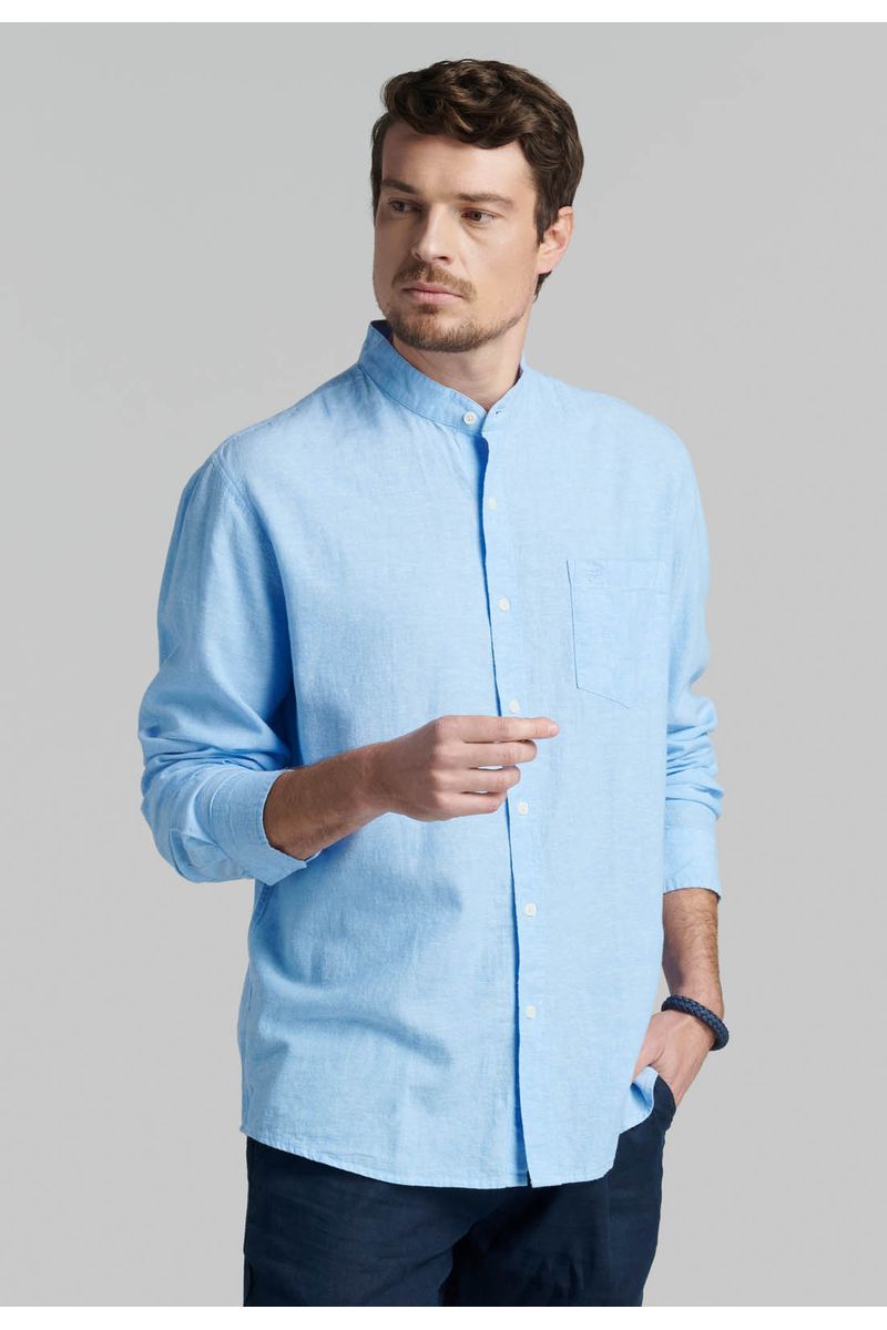 Camisa Cuello Mao Lino Midland Sky
