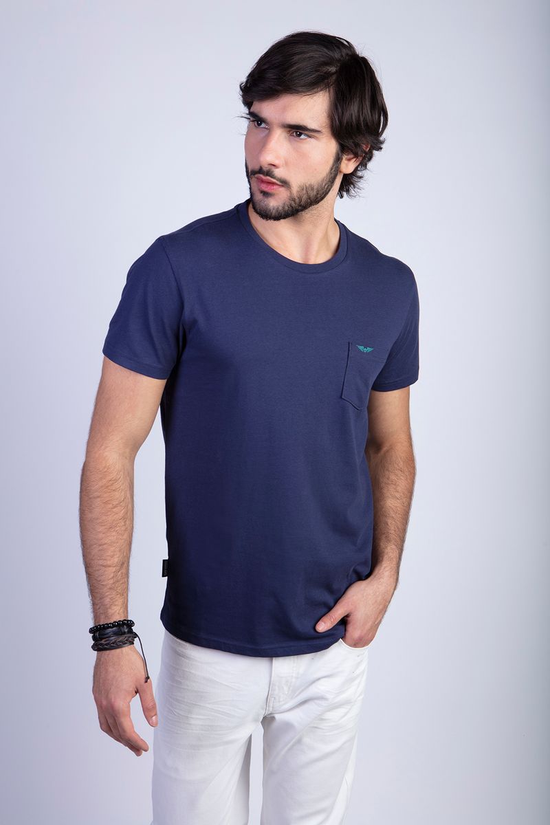 Polera Básica Bolsillo Houston Navy