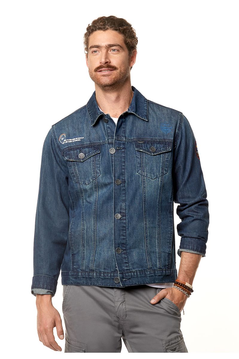 Chaqueta Denim Con Parche Blue