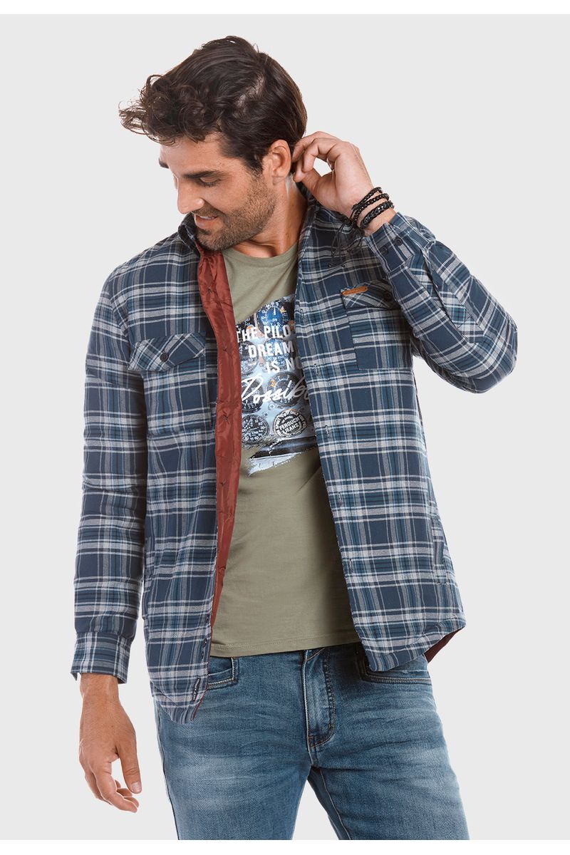Chaqueta Overshirt Chechered Fj Navy