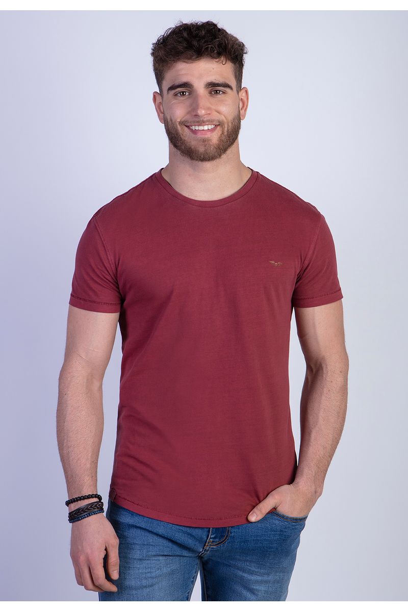 Polera Cuello Redondo Lavada Chicago Burgundy