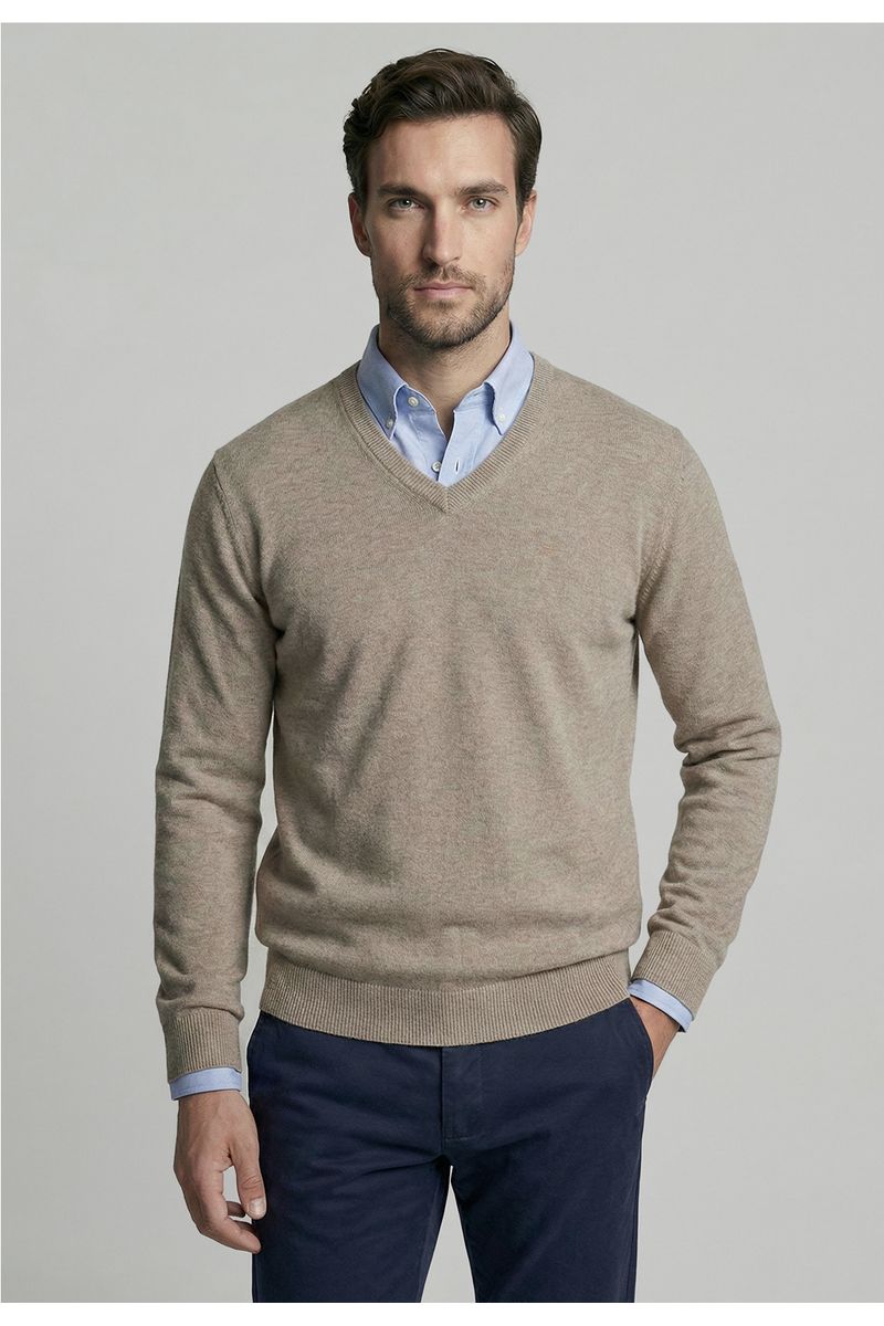 Sweater Atlanta V-Neck Dk Oyster Melange