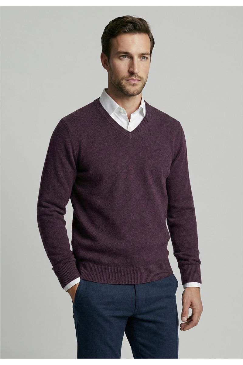 Sweater Atlanta V-Neck Burgundy Melange