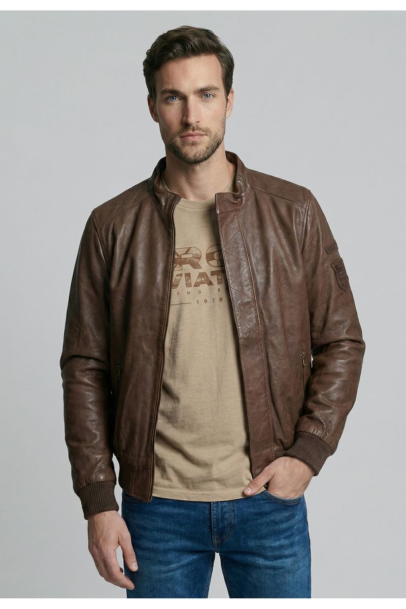 Chaqueta De Cuero Baltimore Dk Camel