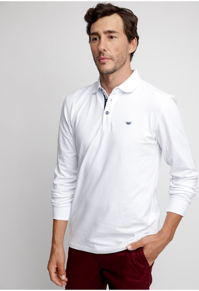 Polera Polo Básica Manga Larga White